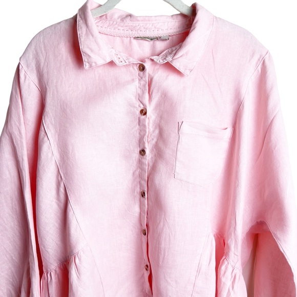 Holding Horses x Anthropologie Light Peach Linen Button-Up Size L - Picture 4 of 14